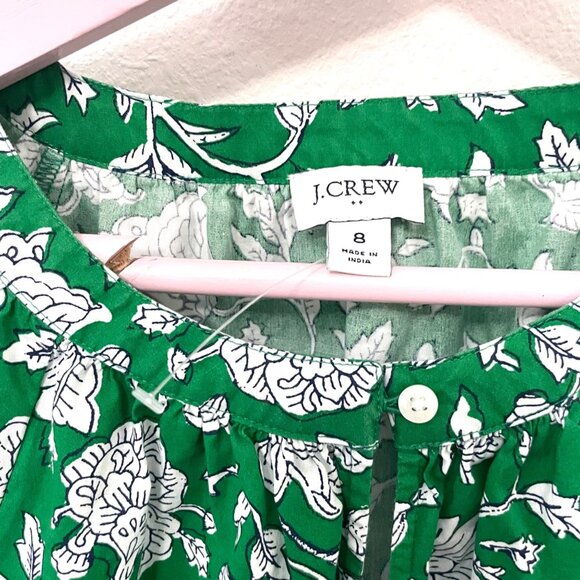 NWOT J. Crew Green Floral Midi Short Sleeve Dress BY517 Size 8 Cottagecore - Picture 4 of 7